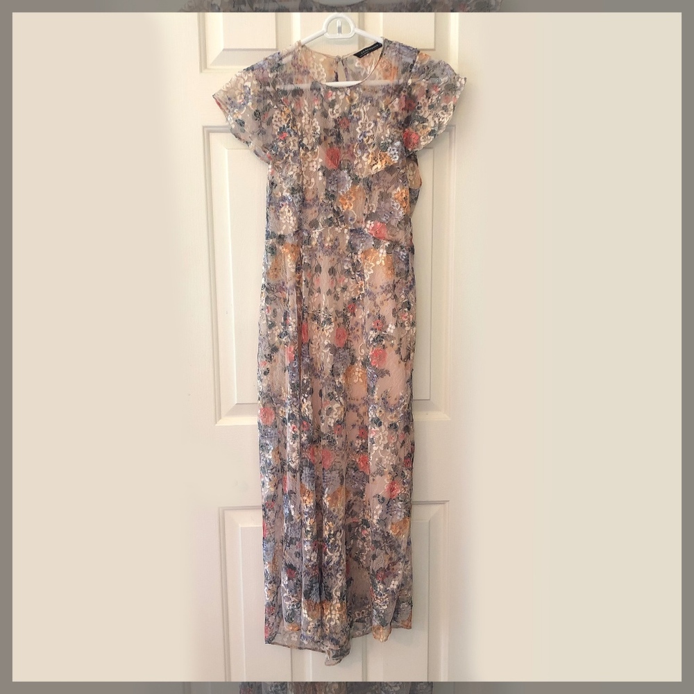 Zara Floral Sheer Printed Dress